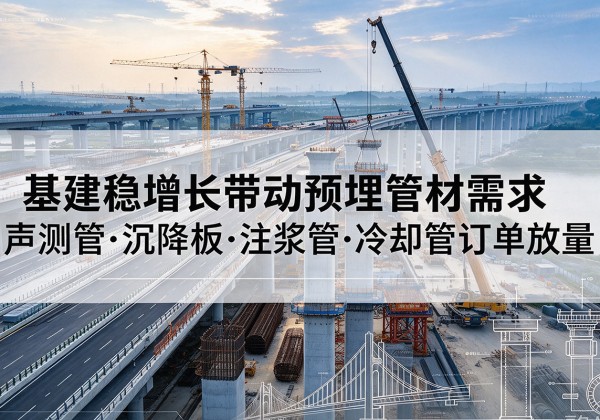 黄石基建稳增长带动预埋监测管材需求，声测管、沉降板、注浆管订单持续放量
